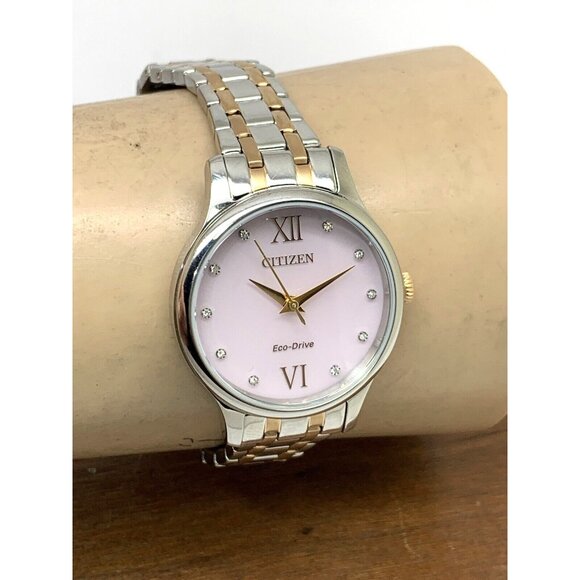 Citizen Women's Watch EM0897-51Y Eco Drive Mother of Pearl Dial Two Tone Steel - Picture 11 of 14